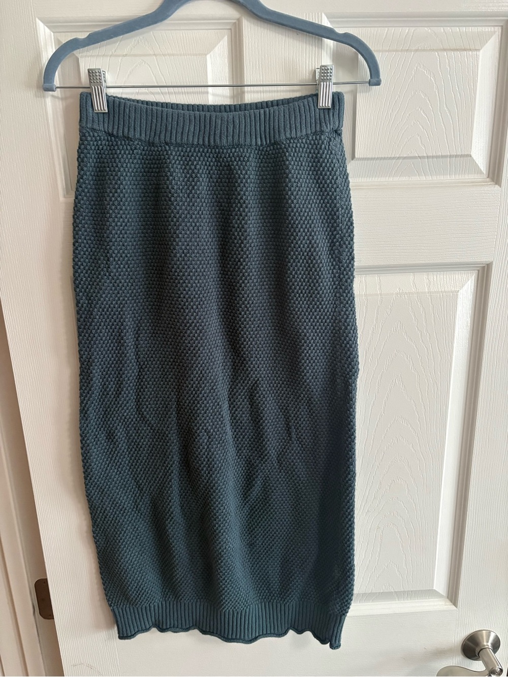 Free People FP Beach midi skirt knit navy elastic waist comfy cottagecore XS